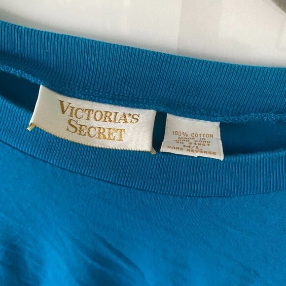 Vintage Victoria Secret Gold Label Boxy Teal Crop Top Women's Size M/L - Picture 3 of 5